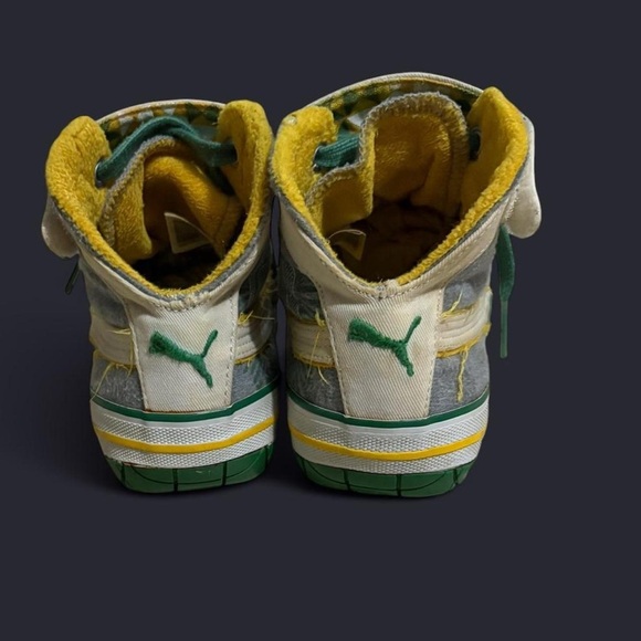 Puma High-Top Sneakers in Green, Yellow, Gray, and White - Picture 5 of 8